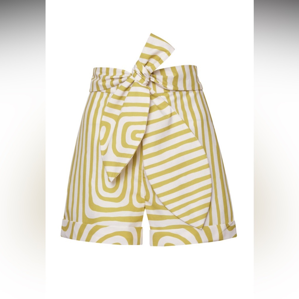 Andres Otalora Green Haala Linen Mini Shorts, Size 4